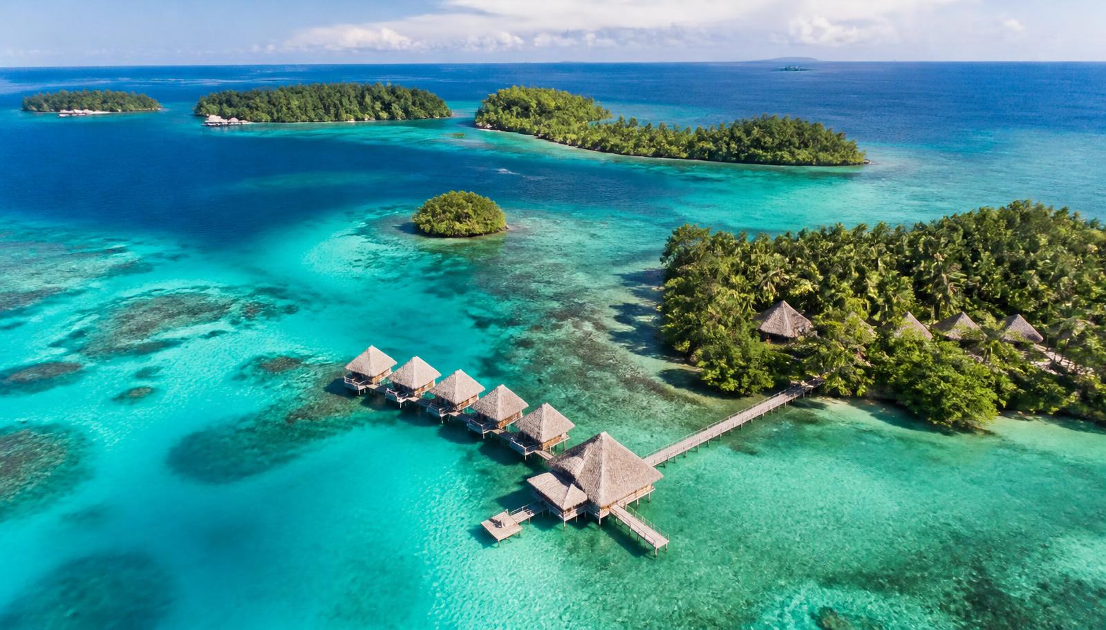 Vista aérea del archipiélago de Bocas del Toro en Panamá